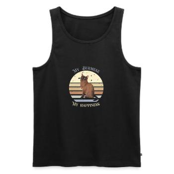Logo rétro avec un chat "Burmese" - Débardeur bio Premium Homme - noir - Devant - AI Model Male 178 light (178cm)