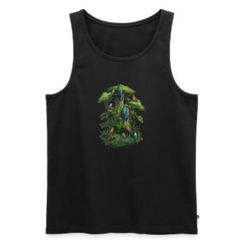 Parrot Bird Macaw Grey Parrot Tree - Men's Premium Organic Tank Top - black - Front - Michal (187cm)