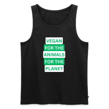Veganer Stil mit Herz: Einzigartiges Design - Männer Premium Bio Tank Top - Schwarz - Vorne - AI Model Male 178 light (178cm)