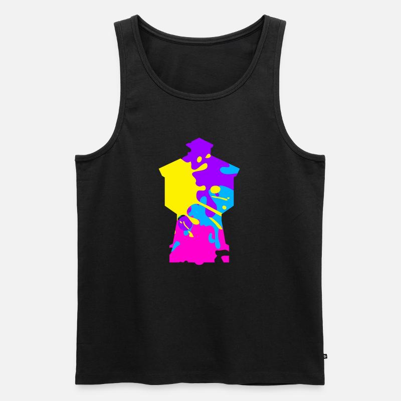 Wasserturm Langeoog bunt - Männer Premium Bio Tank Top - Schwarz