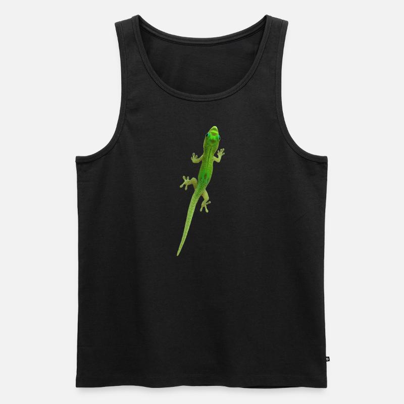 Grüner Gecko - Männer Premium Bio Tank Top - Schwarz
