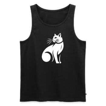 White cat - Men's Premium Organic Tank Top - black - Front - AI Model Male 178 light (178cm)