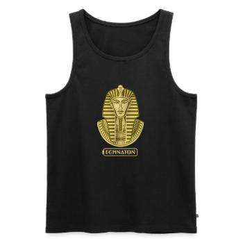 Pharaonenporträt im Goldton Echnaton - Männer Premium Bio Tank Top - Schwarz - Vorne - AI Model Male 178 light (178cm)