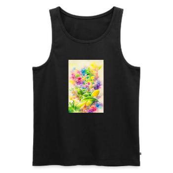 Flower Art - Men's Premium Organic Tank Top - black - Front - AI Model Male 178 light (178cm)