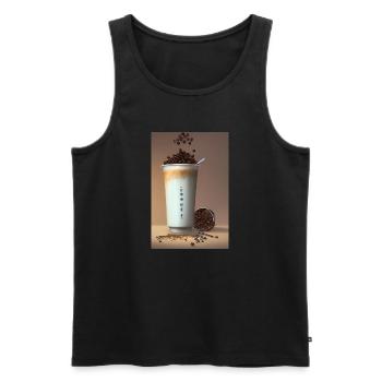 Coffee, coffee beans - Men's Premium Organic Tank Top - black - Front - AI Model Male 178 light (178cm)