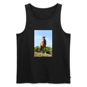 Pferd Pferdeposter - Männer Premium Bio Tank Top - Schwarz - Vorne - AI Model Male 178 light (178cm)