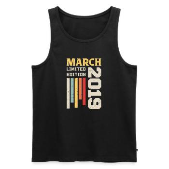 March 2019 - Birthday gift March 2019 March - Men's Premium Organic Tank Top - black - Front - AI Model Male 178 light (178cm)