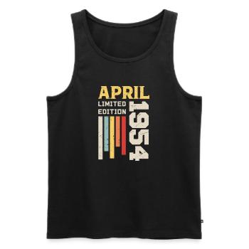 April 1954 - Birthday Gift April 1954 April - Men's Premium Organic Tank Top - black - Front - AI Model Male 178 light (178cm)