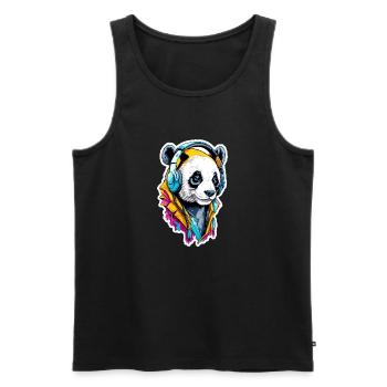Panda - Men's Premium Organic Tank Top - black - Front - Michal (187cm)