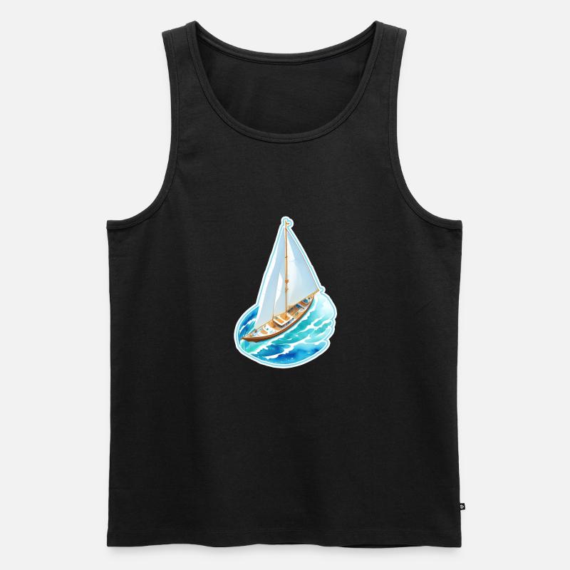 Segelschiff - Männer Premium Bio Tank Top - Schwarz