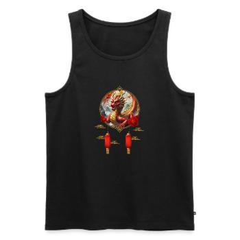 Bonne année du Dragon Chinois. - Débardeur bio Premium Homme - noir - Devant - AI Model Male 178 light (178cm)