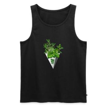 Take Away Herbs - funny print for foodies - Men's Premium Organic Tank Top - black - Front - AI Model Male 178 light (178cm)