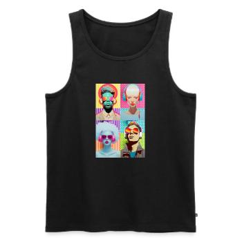 Musik Pop Art - Männer Premium Bio Tank Top - Schwarz - Vorne - AI Model Male 178 light (178cm)