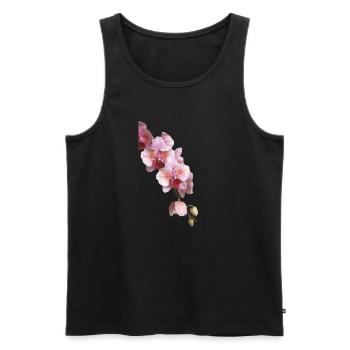 Phalaenopsis Cygne Fard à joues Fleurs d’orchidée pélorique - Débardeur bio Premium Homme - noir - Devant - Michal (187cm)