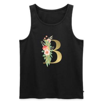 Elegant letter 'B' with flowers - Men's Premium Organic Tank Top - black - Front - AI Model Male 178 light (178cm)