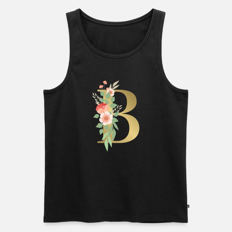 Eleganter Buchstabe 'B' mit Blumen - Männer Premium Bio Tank Top - Schwarz