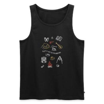 Camping Adventure Outline Design - Men's Premium Organic Tank Top - black - Front - AI Model Male 178 light (178cm)