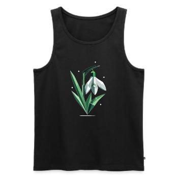 Zarte polygonale Schneeglöckchen-Illustration - Männer Premium Bio Tank Top - Schwarz - Vorne - AI Model Male 178 light (178cm)