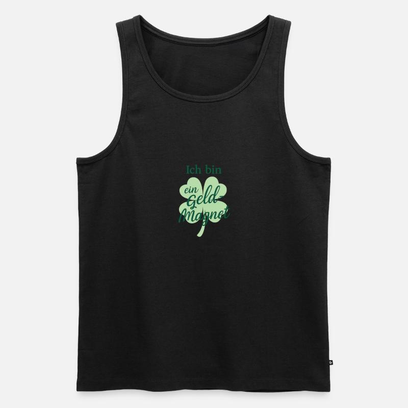 Ich bin ein Geld-Magnet 🍀 Affirmation - Männer Premium Bio Tank Top - Schwarz