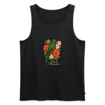 Vivre au paradis – Oiseau de paradis tropical - Débardeur bio Premium Homme - noir - Devant - AI Model Male 178 light (178cm)