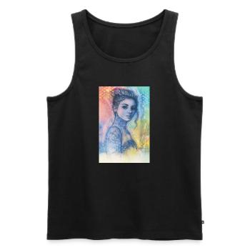 Femme pop arc en ciel omikly tatoo bras crâne graf - Débardeur bio Premium Homme - noir - Devant - Michal (187cm)