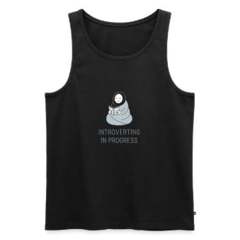 Introverting in Progress – For quiet hours - Men's Premium Organic Tank Top - black - Front - Michal (187cm)