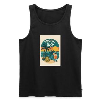 Tropic Like It’s Hot - Männer Premium Bio Tank Top - Schwarz - Vorne - Michal (187cm)