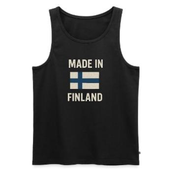 Finnische Flagge und Text Made in Finland - Männer Premium Bio Tank Top - Schwarz - Vorne - AI Model Male 178 light (178cm)