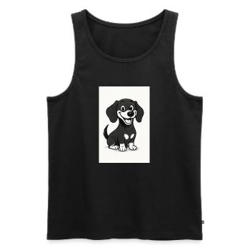 Glücklicher Dackel schwarz-weiß - Männer Premium Bio Tank Top - Schwarz - Vorne - Michal (187cm)