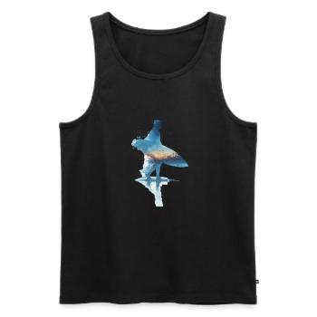 Surfer's Dream at Sunset - Men's Premium Organic Tank Top - black - Front - AI Model Male 178 light (178cm)