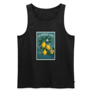 La Dolce Vita - Männer Premium Bio Tank Top - Schwarz - Vorne - AI Model Male 178 light (178cm)