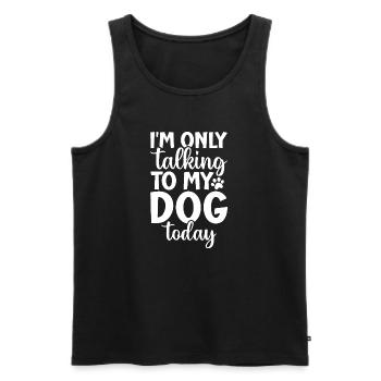 Parler à mon chien aujourd’hui Phrase Design - Débardeur bio Premium Homme - noir - Devant - AI Model Male 178 light (178cm)