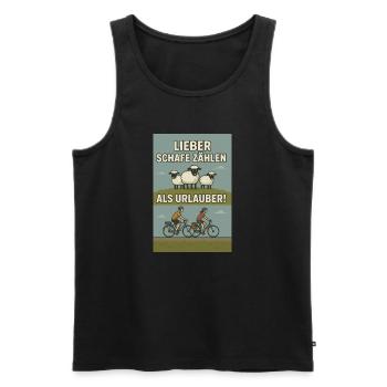 Lieber Schafe zählen als Urlauber - Männer Premium Bio Tank Top - Schwarz - Vorne - Michal (187cm)