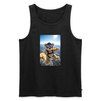Bear Parachuting Adventure - Men's Premium Organic Tank Top - black - Front - AI Model Male 178 light (178cm)