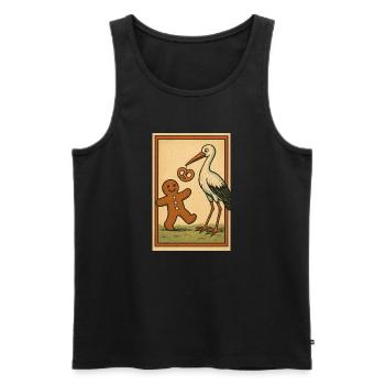 Stork and Biscuit and Gingerbread Mannele Fable - Men's Premium Organic Tank Top - black - Front - AI Model Male 178 light (178cm)