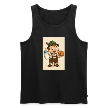 Bébé bavarois au lait et pain de viande - Débardeur bio Premium Homme - noir - Devant - AI Model Male 178 light (178cm)