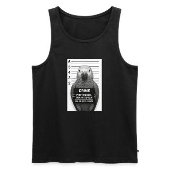 Perroquet en interrogatoire – Voleur de cœur - Débardeur bio Premium Homme - noir - Devant - Michal (187cm)