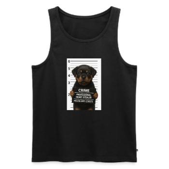 Chiot Rottweiler – cœur volé - Débardeur bio Premium Homme - noir - Devant - Michal (187cm)