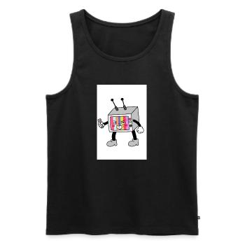 Bunter TV-Roboter - Männer Premium Bio Tank Top - Schwarz - Vorne - AI Model Male 178 light (178cm)