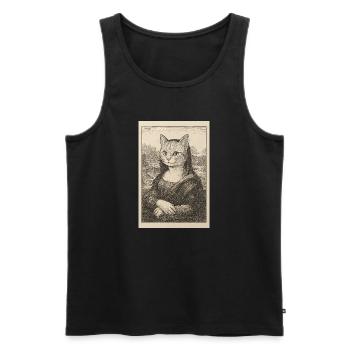 Portrait de chat dans le style artistique - Débardeur bio Premium Homme - noir - Devant - AI Model Male 178 light (178cm)