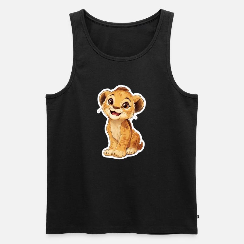 Löwe - Männer Premium Bio Tank Top - Schwarz