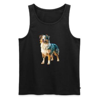 Australian Shepherd - Cooles Low Poly Logo - Männer Premium Bio Tank Top - Schwarz - Vorne - AI Model Male 178 light (178cm)