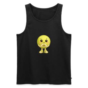 Kawaii Tennis Ball with Heart Hand - Men's Premium Organic Tank Top - black - Front - AI Model Male 178 light (178cm)