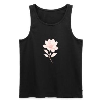 Pink Magnolia, Blossom - Men's Premium Organic Tank Top - black - Front - AI Model Male 178 light (178cm)