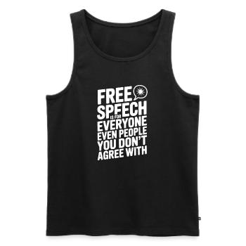Free Speech is For Everyone Even People You Don’t  - Men's Premium Organic Tank Top - black - Front - AI Model Male 178 light (178cm)