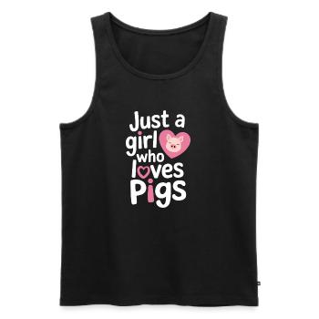 Nur ein Mädchen, das Schweine liebt - Männer Premium Bio Tank Top - Schwarz - Vorne - Michal (187cm)