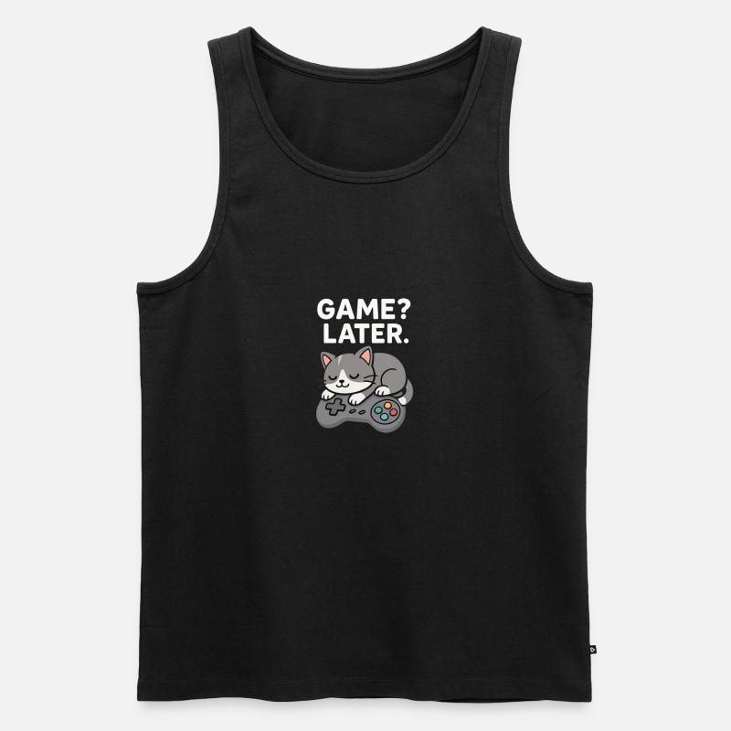 Game Later: Katzencontroller - Männer Premium Bio Tank Top - Schwarz