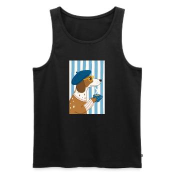 Chic Dog Coffee and Beret - Men's Premium Organic Tank Top - black - Front - Michal (187cm)