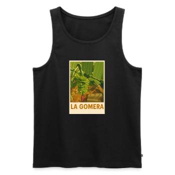 La Gomera Tropical Poster Vintage - Débardeur bio Premium Homme - noir - Devant - AI Model Male 178 light (178cm)