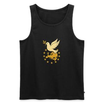 "Europe & Dove of Peace" – Unity in Diversity - Men's Premium Organic Tank Top - black - Front - AI Model Male 178 light (178cm)